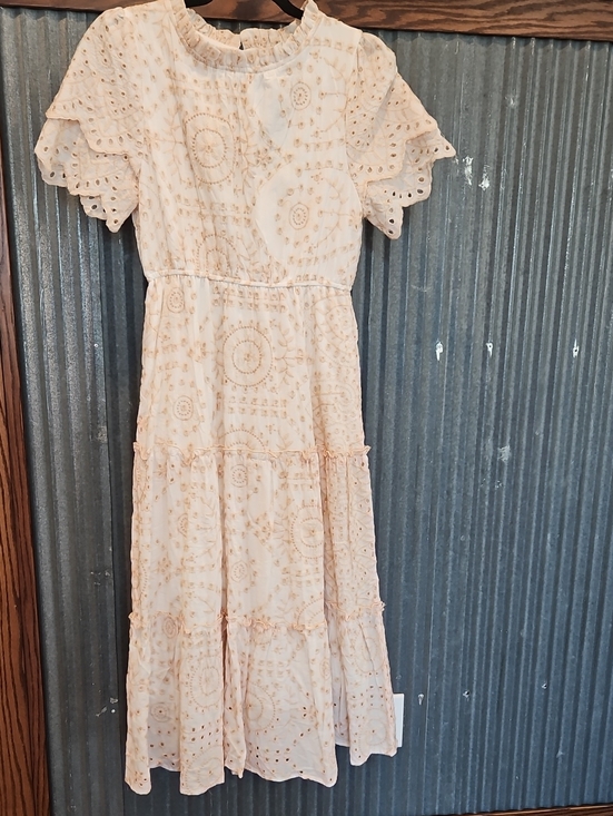 Hayden Los Angeles Dresses & Skirts - Cream Eyelet Tiered Midi Dress